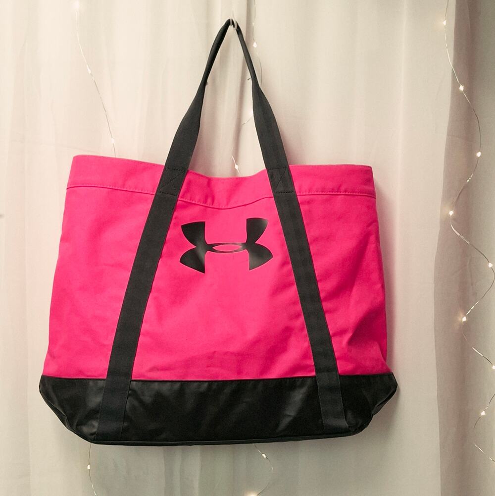 Under Armour Hot Pink Black Large Tote Gym Beach Bag Athletic Carryall